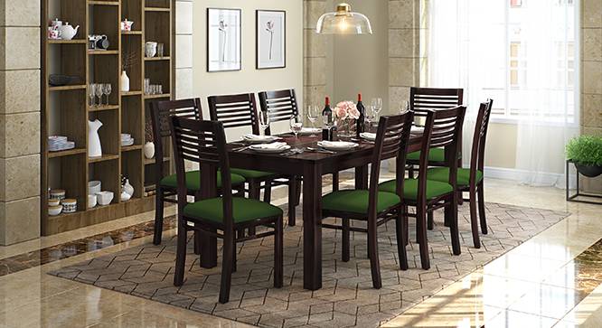 Arabia XXL - Zella 8 Seater Dining Table Set (Mahogany Finish, Avocado Green) by Urban Ladder - Design 1 Full View - 136317