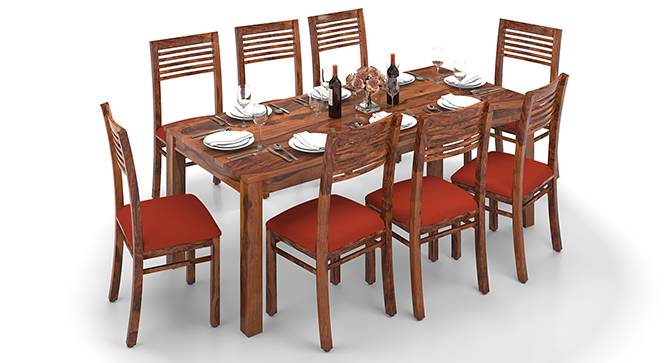 Arabia XXL - Zella 8 Seater Dining Table Set (Teak Finish, Burnt Orange) by Urban Ladder - Design 1 Half View - 136343