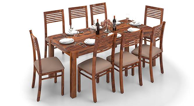 Arabia XXL - Zella 8 Seater Dining Table Set (Teak Finish, Wheat Brown) by Urban Ladder - Design 1 Half View - 136371