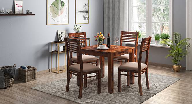 Arabia - Zella 4 Seater Storage Dining Table Set (Teak Finish, Wheat Brown) by Urban Ladder - Design 1 Full View - 136601