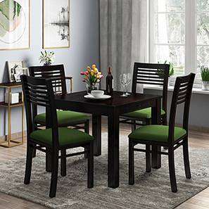 4 All 4 Seater Dining Table Sets Design Arabia - Zella 4 Seater Storage Dining Table Set (Mahogany Finish, Avocado Green)