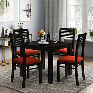 4 All 4 Seater Dining Table Sets Design Arabia - Zella 4 Seater Storage Dining Table Set (Mahogany Finish, Burnt Orange)
