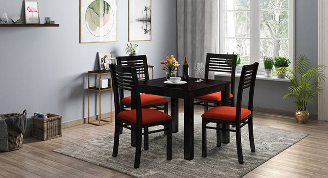 Arabia - Zella 4 Seater Storage Dining Table Set (Mahogany Finish, Burnt Orange) by Urban Ladder - Design 1 Full View - 136667