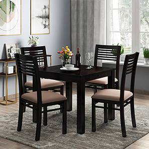 4 All 4 Seater Dining Table Sets Design Arabia - Zella 4 Seater Storage Dining Table Set (Mahogany Finish, Wheat Brown)