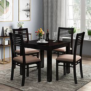 4 All 4 Seater Dining Table Sets Design Arabia Zella Solid Wood 4 Seater Dining Table with Set of Chairs in Mahogany Finish