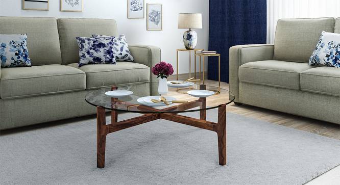 Cayman Glasstop Coffee Table (Teak Finish, Without Shelf) by Urban Ladder - Full View Design 1 - 136746