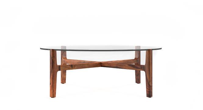 Cayman Glasstop Coffee Table (Teak Finish, Without Shelf) by Urban Ladder - Front View Design 1 - 136747