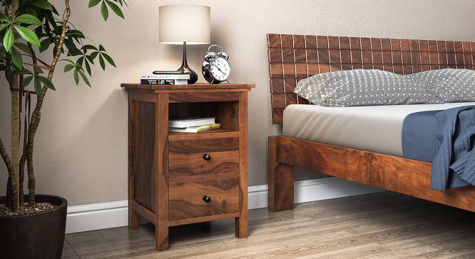 Snooze Tall Bedside Table (Teak Finish) by Urban Ladder - Design 1 Full View - 136967