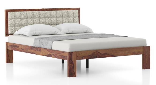 Florence Bed (Solid Wood) (Teak Finish, Queen Bed Size, Monochrome Paisley) by Urban Ladder - Design 1 Half View - 137452