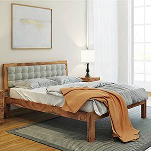 Double Beds Design Florence Solid Wood Queen Size Bed in Teak Finish