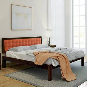 Beds Without Storage Design Florence Solid Wood King Size Bed in Mahogany Finish