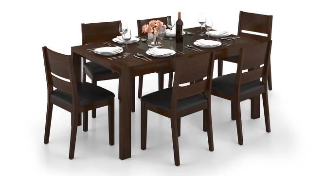 Vanalen 4 to 6 Extendable - Cabalo (Leatherette) 6 Seater Glass Top Dining Table Set - Urban Ladder