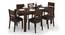 Vanalen 4 to 6 Extendable - Cabalo (Leatherette) 6 Seater Glass Top Dining Table Set (Black, Dark Walnut Finish) by Urban Ladder