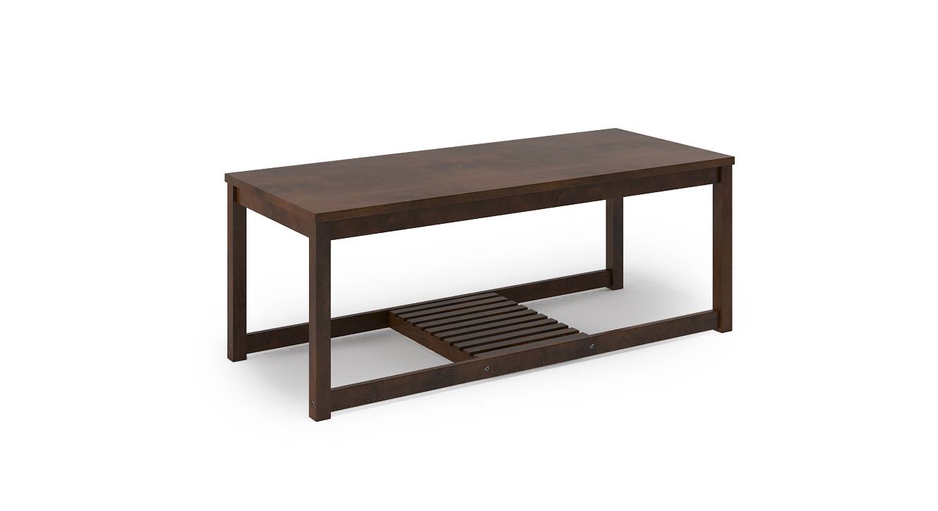 Hevea Rectangular Solid Wood Coffee Table in Dark Walnut Finish Urban
