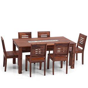 All 6 Seater Dining Table Sets Design Brighton Large - Capra 6 Seater Dining Table Set (Teak Finish)