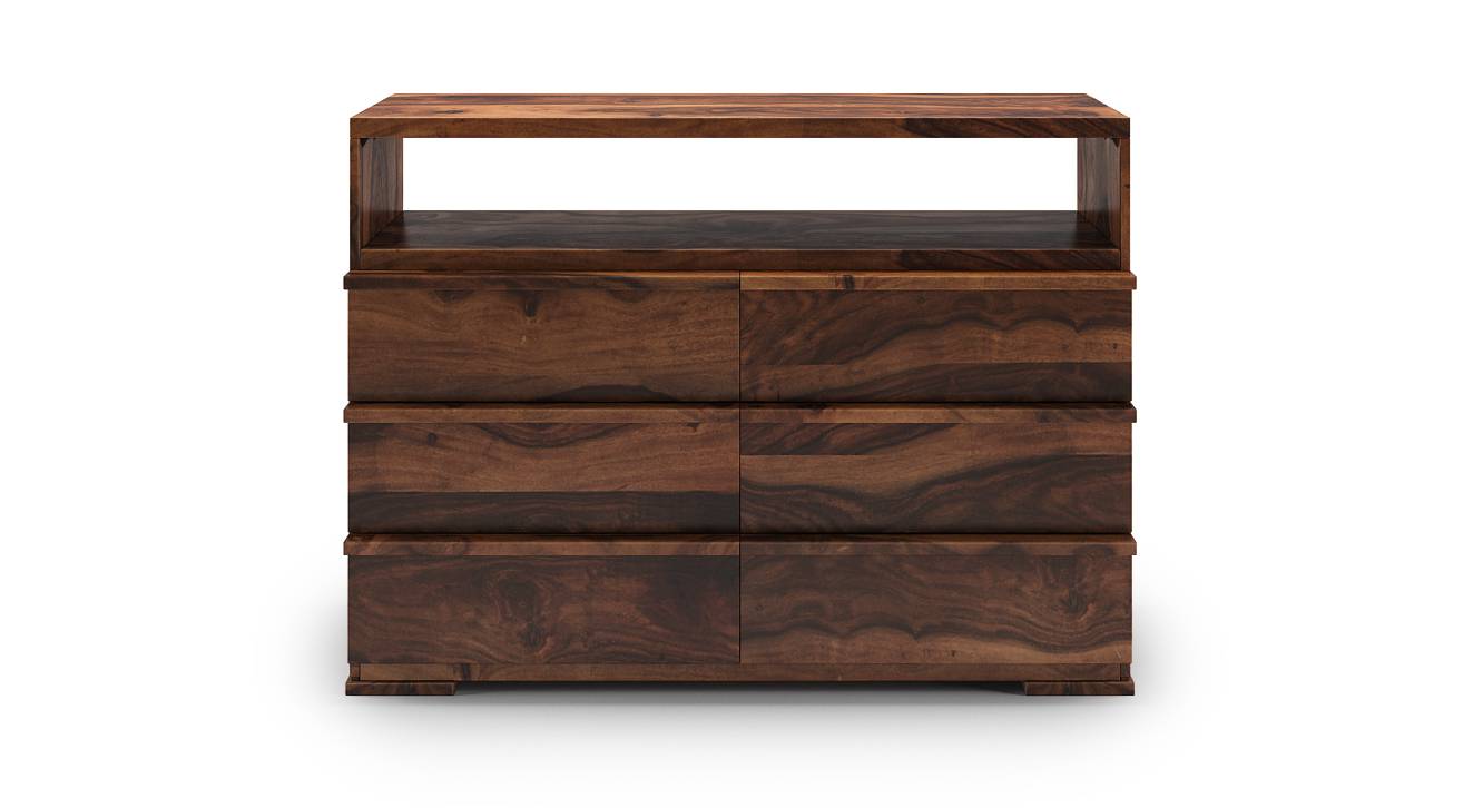 Ohio Solid Wood Chest of 6 Drawers in Teak Finish Urban Ladder