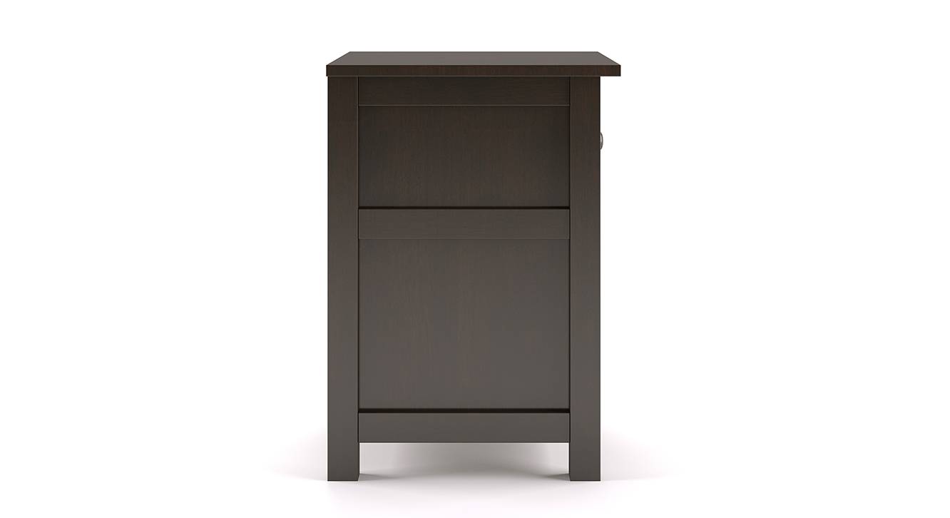 Evelyn Rubber Wood Bedside Table in Dark Walnut Finish Urban Ladder