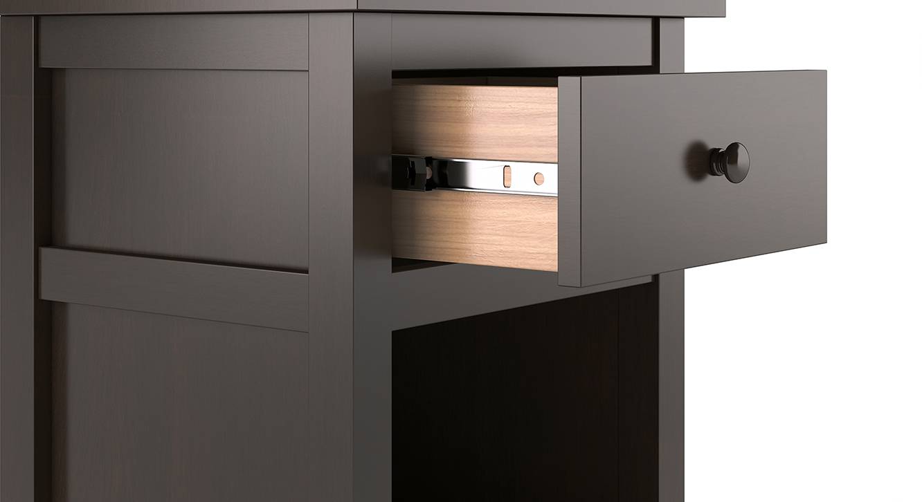 Evelyn Rubber Wood Bedside Table in Dark Walnut Finish Urban Ladder