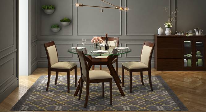 Mesa de jantar redonda extensível para 4/8 pessoas branca comprimento Wesley 4 Seater Round Glass Top Dining Table - Urban Ladder