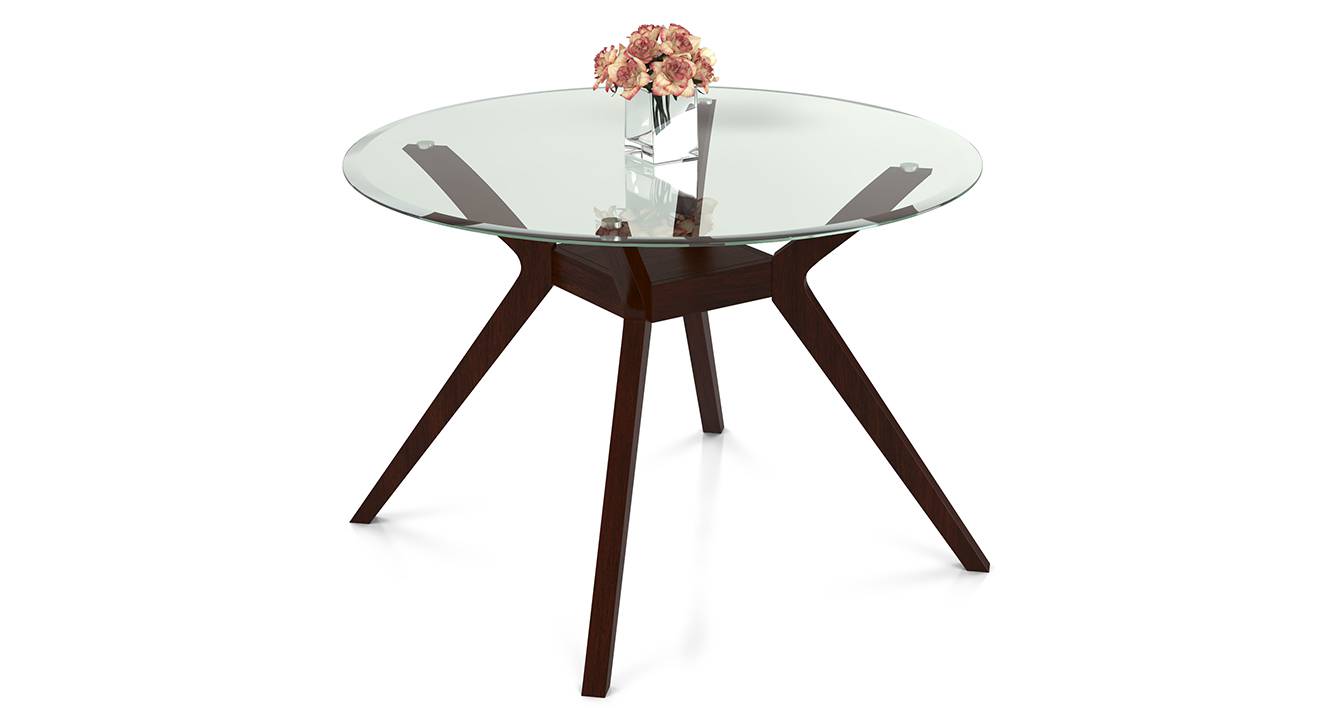 Round glass top dining table with 4 chairs sales