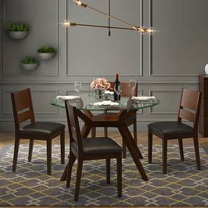 Wesley cabalo 4 seater round glass top dining table set bk 00 lp