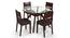 Wesley - Cabalo (Leatherette) 4 Seater Round Glass Top Dining Table Set (Black, Dark Walnut Finish) by Urban Ladder - Front View Design 1 - 143365