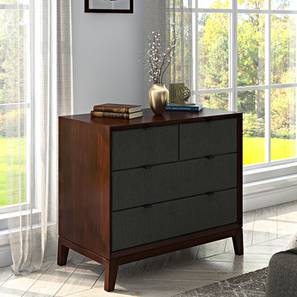 New Arrivals Storage Design Martino Upholstered Solid Wood Chest of 4 Drawers in Dark Walnut