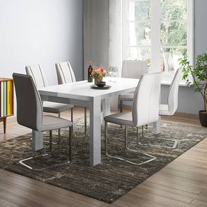 Dining Tables And Chairs Design Kariba Engineered Wood 6 Seater Dining Table with Set of Chairs in White Finish