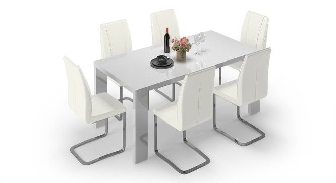 Kariba - Seneca 6 Seater High Gloss Dining Table Set (White Finish) by Urban Ladder - Front View Design 1 - 144384