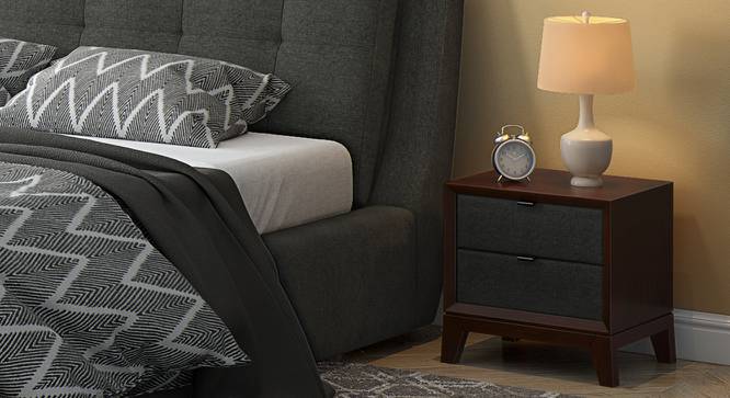 Martino Upholstered Bedside Table (Dark Walnut Finish, Charcoal Grey) by Urban Ladder - Design 1 Full View - 144398