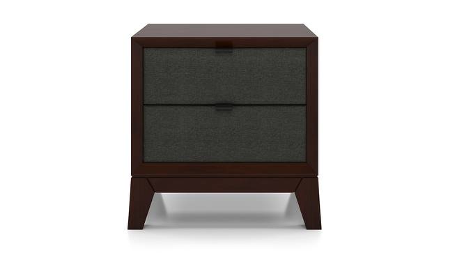 Martino Upholstered Bedside Table (Dark Walnut Finish, Charcoal Grey) by Urban Ladder - Front View Design 1 - 144399