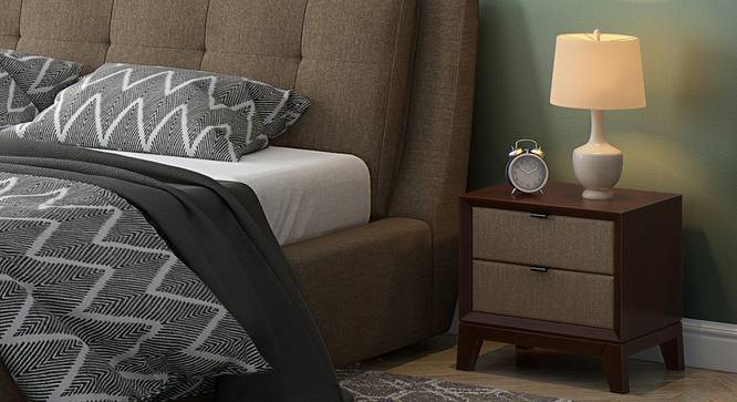 Martino Upholstered Bedside Table (Brown, Dark Walnut Finish) by Urban Ladder - Design 1 Full View - 144407