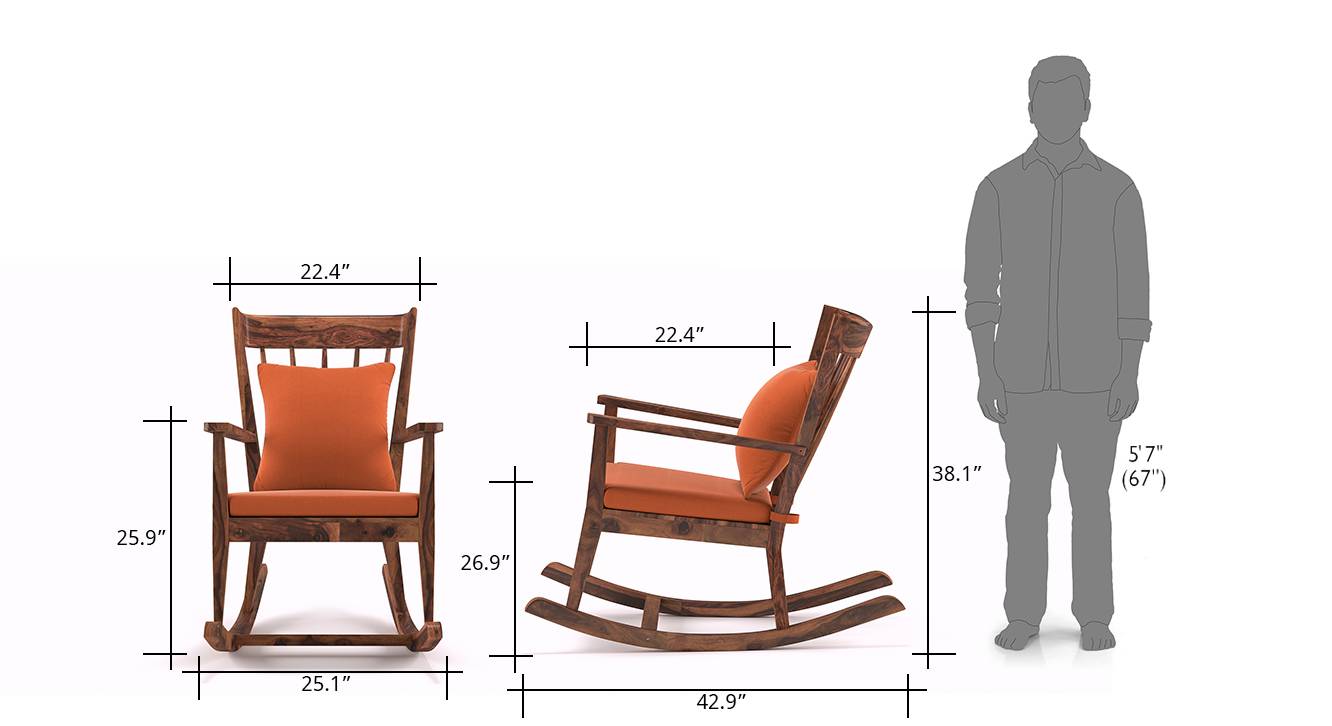 Modern Rocking Chair Dimensions : Elevation and plan views of our