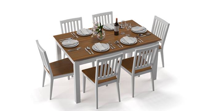 Diner 6 Seater Dining Table Set (Golden Oak Finish) by Urban Ladder - Front View Design 1 - 147008