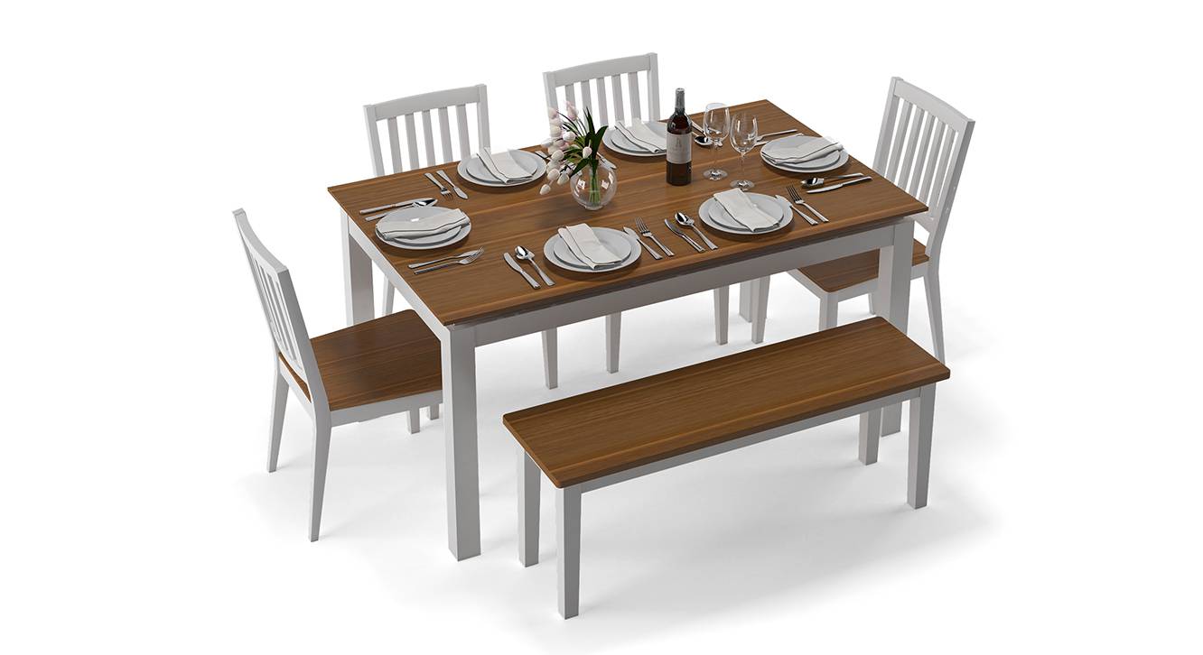 Diner 6 Seater Dining Table Set With Bench Urban Ladder
