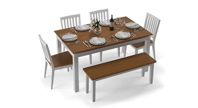 Diner 6 Seater Dining Table Set (With Bench) (Golden Oak Finish) by Urban Ladder - Front View Design 1 - 147062