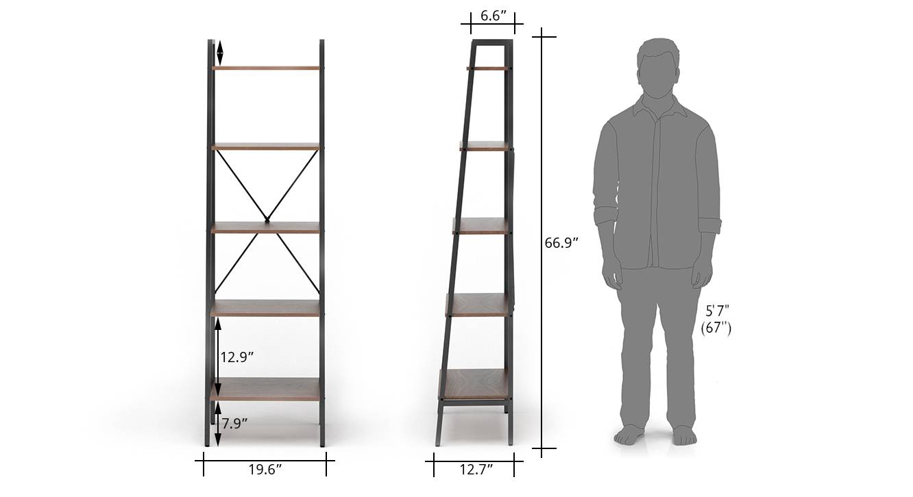 Wallace Bookshelf 35 Book Capacity Urban Ladder Product Dimensions Wallace Bookshelf 05