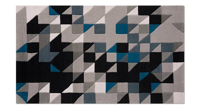 Mandel Hand Tufted Carpet (122 x 183 cm  (48" x 72") Carpet Size, Navy & Black) by Urban Ladder - Front View Design 1 - 148493