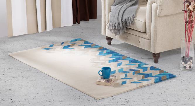 Matelski Hand Tufted Carpet (122 x 183 cm  (48" x 72") Carpet Size, Sea Blue) by Urban Ladder - Design 1 Full View - 148504