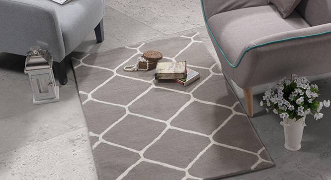 Virginia Hand Tufted Carpet (Grey, 122 x 183 cm  (48" x 72") Carpet Size) by Urban Ladder - Design 1 Full View - 148521