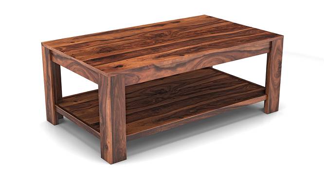 Striado Coffee Table (Teak Finish, With Shelves Configuration) by Urban Ladder - Front View Design 1 - 149549