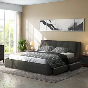 Bed Designs King And Queen Size Online Urban Ladder Stanhope Upholstered Storage Bed King Size Charcoal Grey