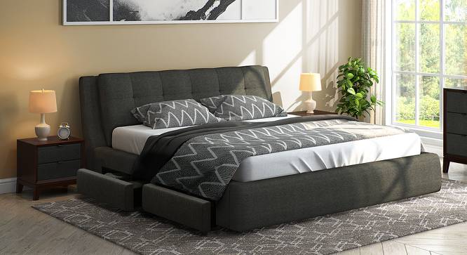 Stanhope Upholstered Storage Bed (Queen Bed Size, Charcoal Grey) by Urban Ladder - Full View Design 1 - 149933