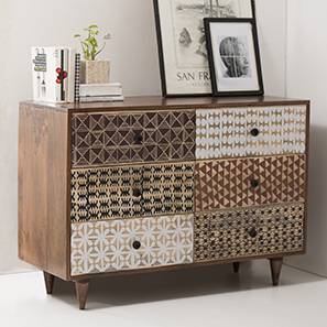 Drawer Design Emaada Solid Wood Chest of 6 Drawers in Teak Finish