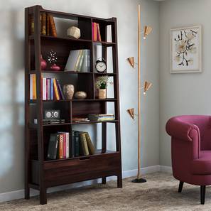 Bookshelf Design Alberto Solid Wood Bookshelf in Mahogany Finish