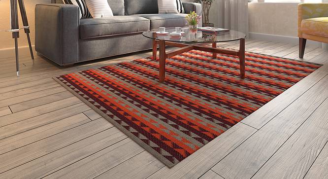 Sayan Dhurrie (91 x 152 cm  (36" x 60") Carpet Size, Orange & Maroon) by Urban Ladder - Design 1 Full View - 153558