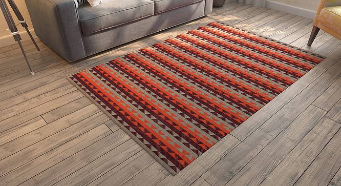 Sayan Dhurrie (91 x 152 cm  (36" x 60") Carpet Size, Orange & Maroon) by Urban Ladder - - 153559