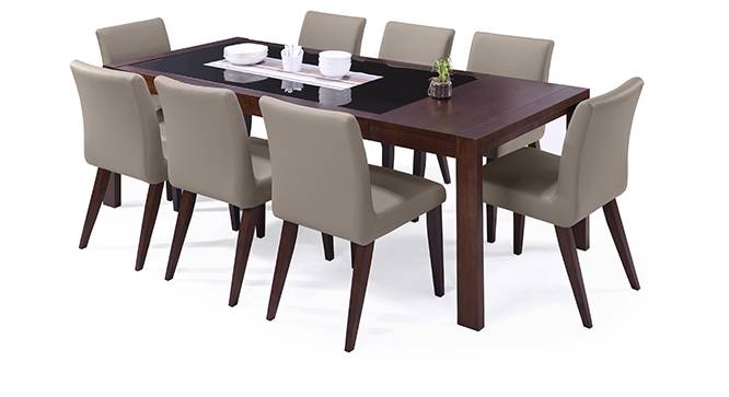 Vanalen 6-to-8 Extendable - Persica 8 Seater Dining Table Set (Beige, Dark Walnut Finish) by Urban Ladder - Design 1 Half View - 154710