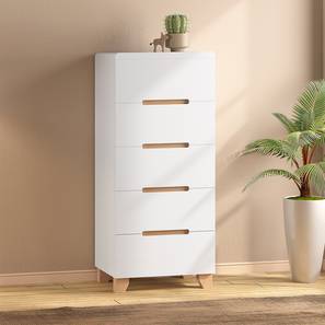 Clearance Sale Upto 80 Percent Off Design Oslo Engineered Wood Chest of 5 Drawers in White Finish