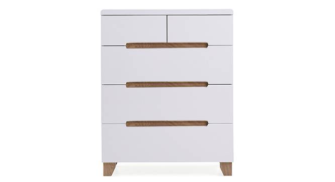 Oslo High Gloss Chest Of Five Drawers (White Finish) by Urban Ladder - Front View Design 1 - 155318